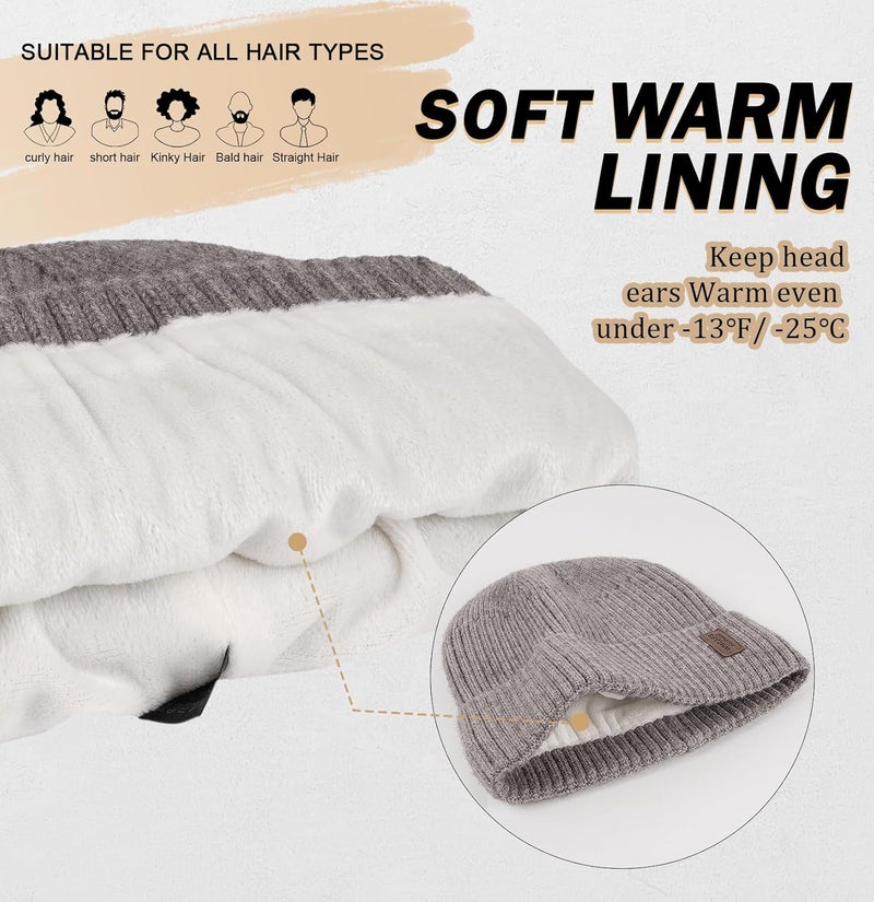 Wmcaps Warm Beanie for Men Women, Fleece Lined Beanie Warm Winter Caps Unisex Fashion Knit Cuffed Cap - Image 2